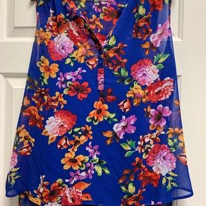 Daniel Rainn 2 Piece Blue Floral Sleeveless Top